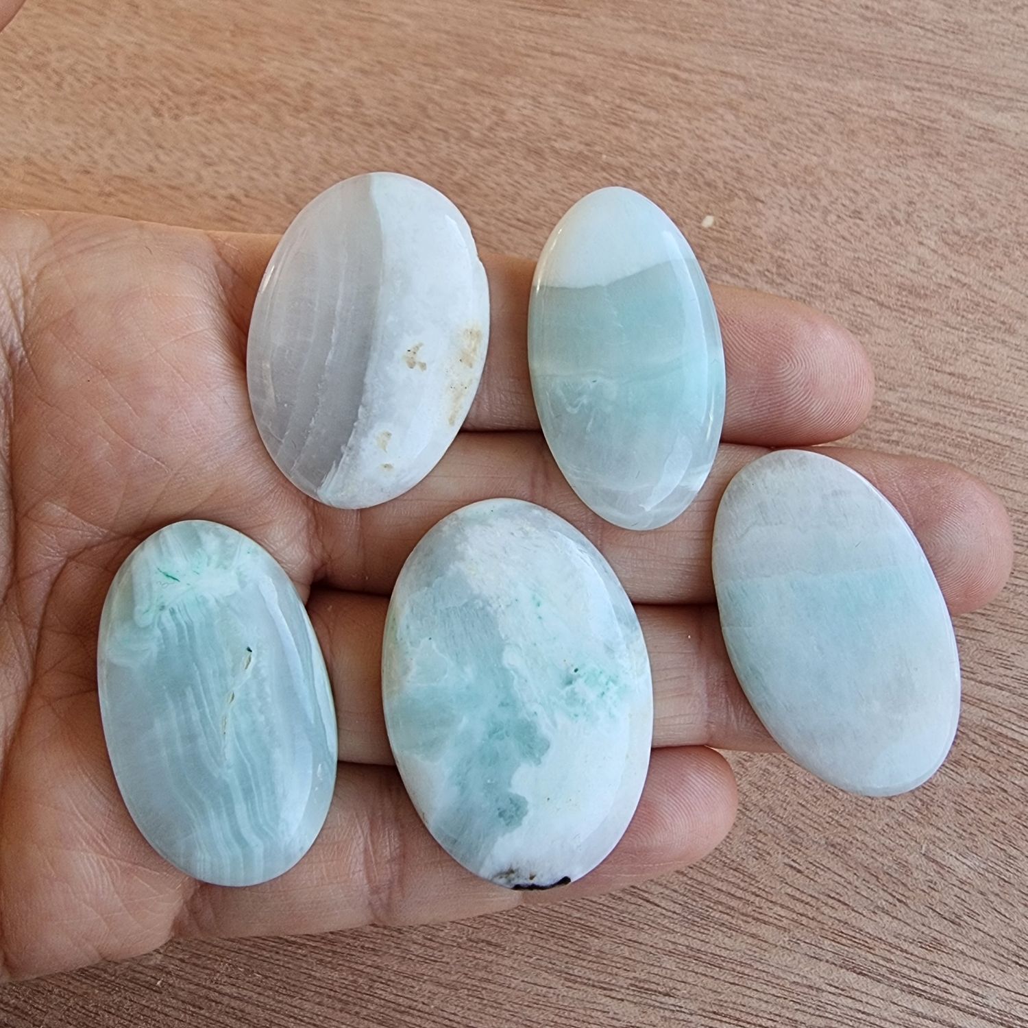 5 x Caribbean Calcite Cabochon Lot / Pendant Lot for jewelry making or diy craft projects 41.8gr