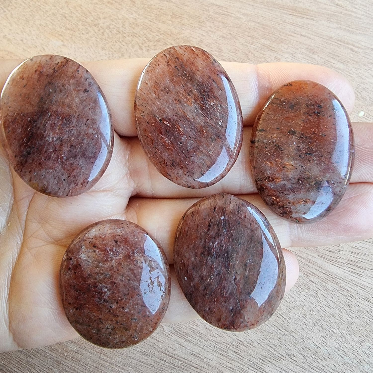 5 x Strawberry Quartz Cabochon Lot / Pendant Lot for jewelry making or diy craft projects 49.2gr