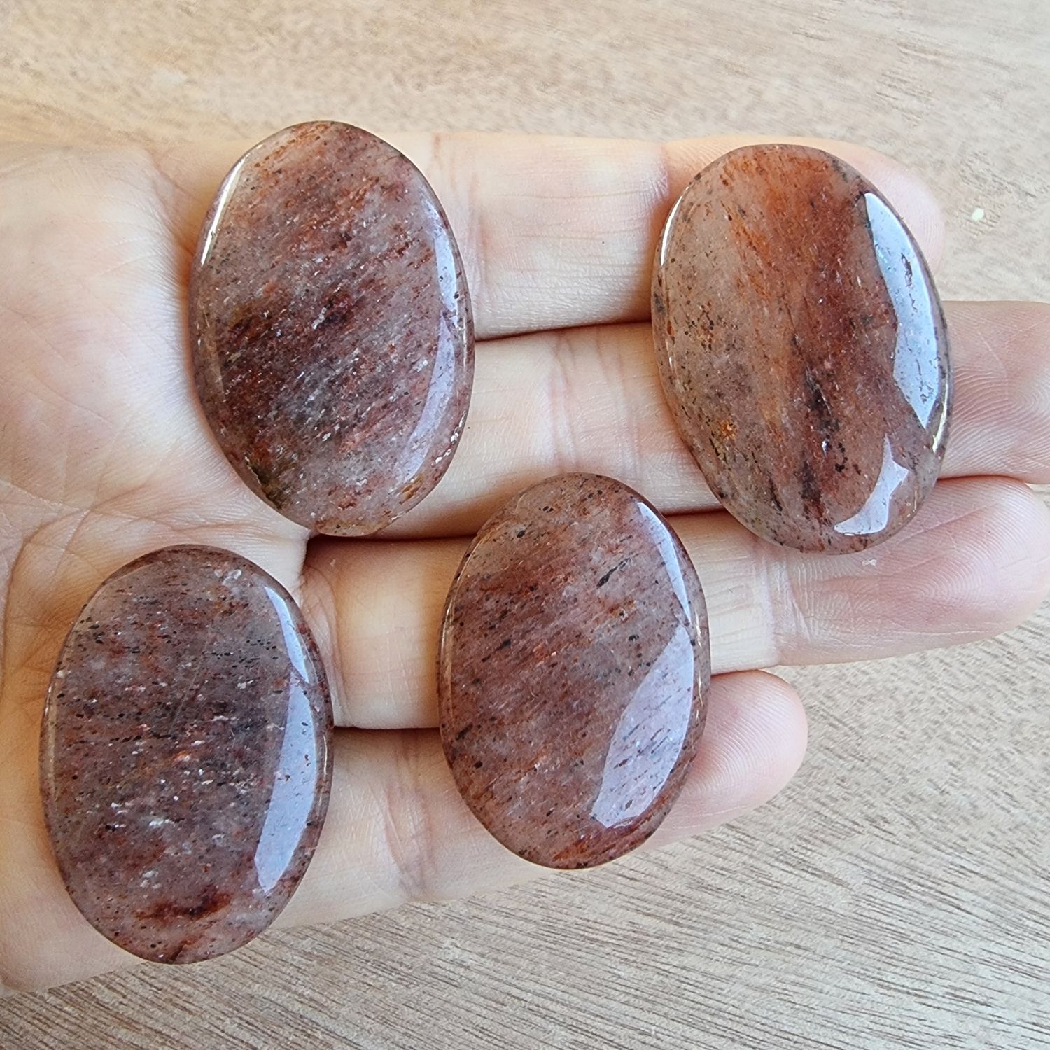 4 x Strawberry Quartz Cabochon Lot / Pendant Lot for jewelry making or diy craft projects 33.3gr