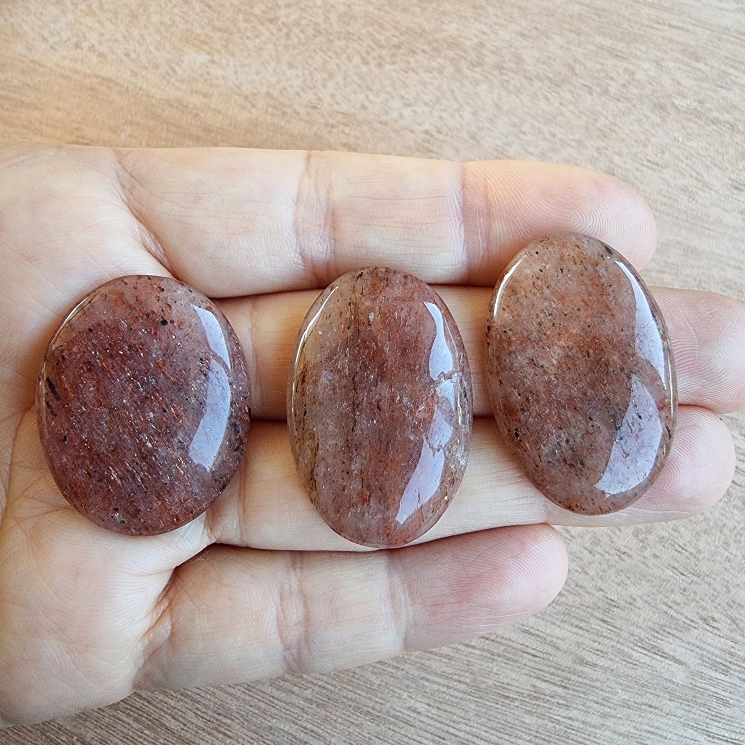 3 x Strawberry Quartz Cabochon Lot / Pendant Lot for jewelry making or diy craft projects 26.8gr