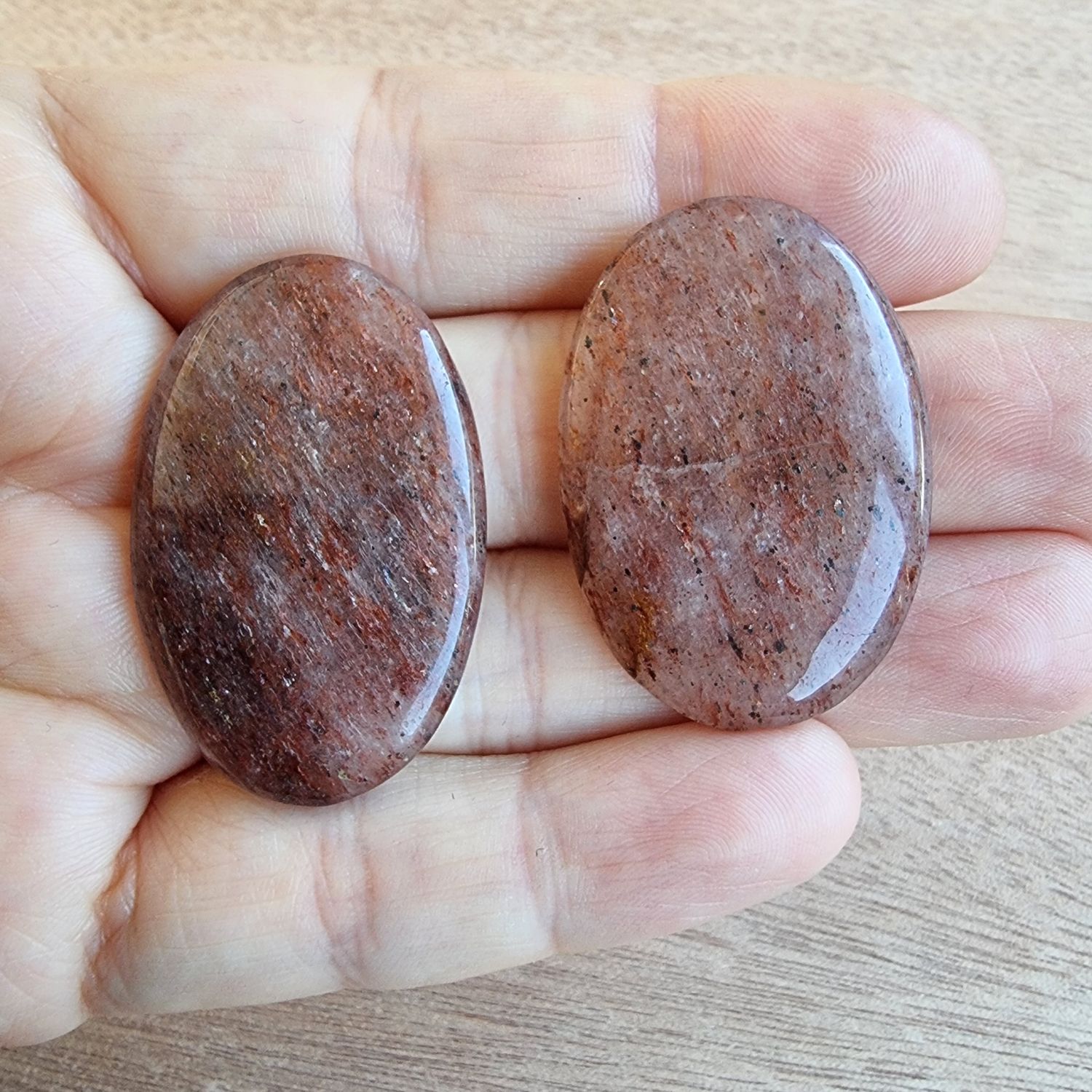 2 x Strawberry Quartz Cabochon Lot / Pendant Lot for jewelry making or diy craft projects 20.4gr