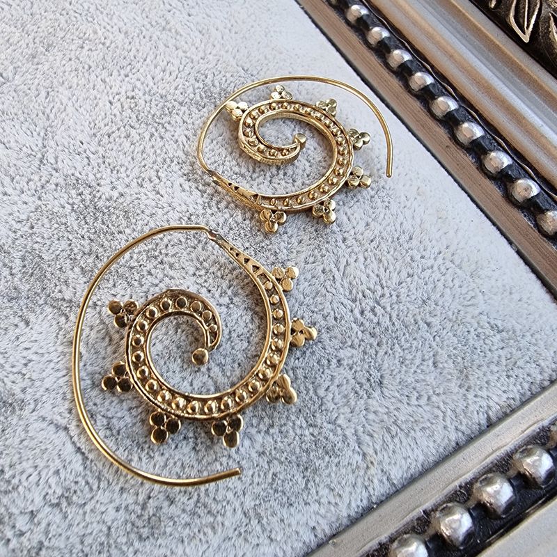 Brass Spiral Earrings - Mini