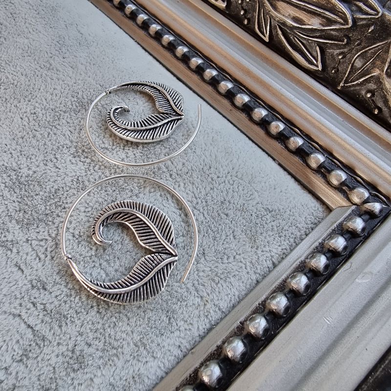 Brass Material Silver Tone Spiral Earrings - Mini