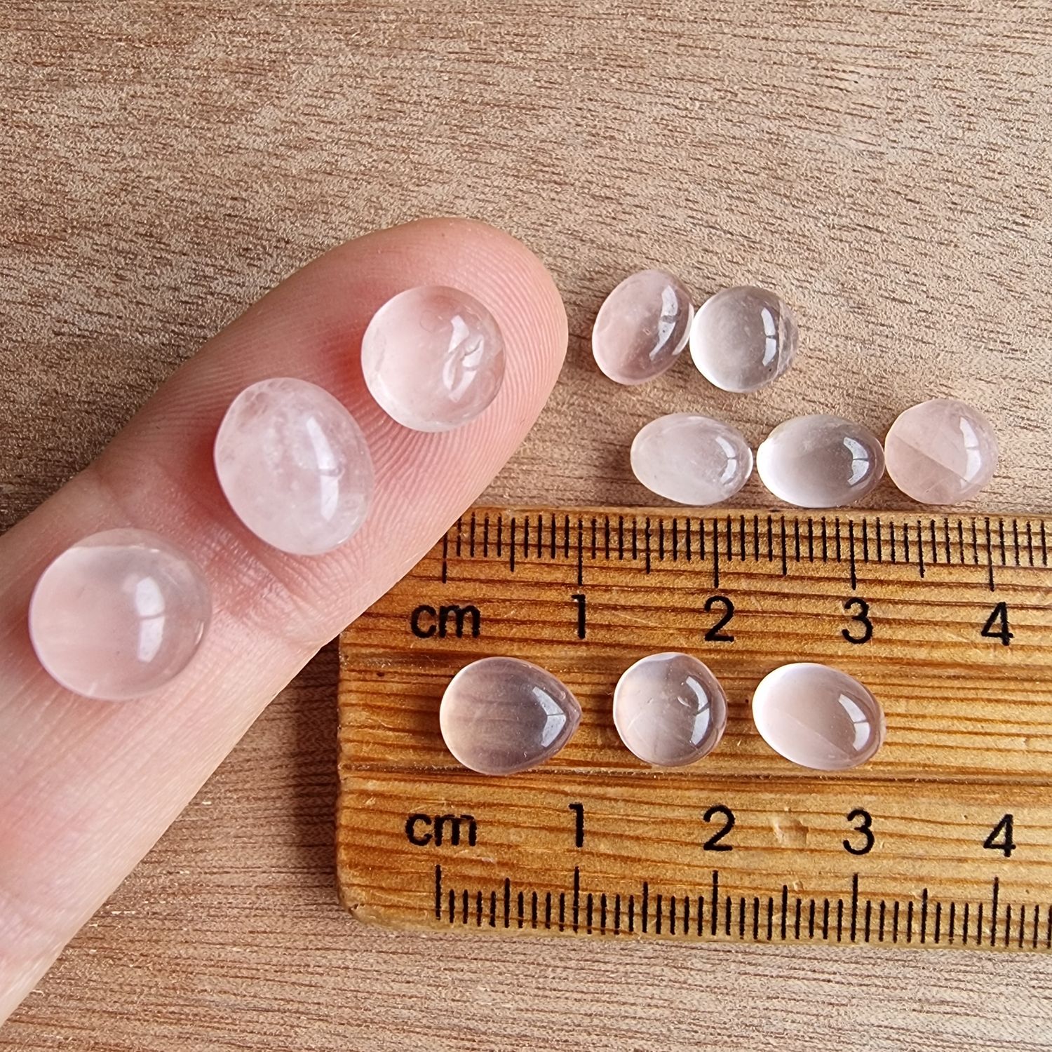 11 x Mixed Shape Rose Quartz Mini Flat Back Cabochon Lot / Pendant Lot 5.7gr
