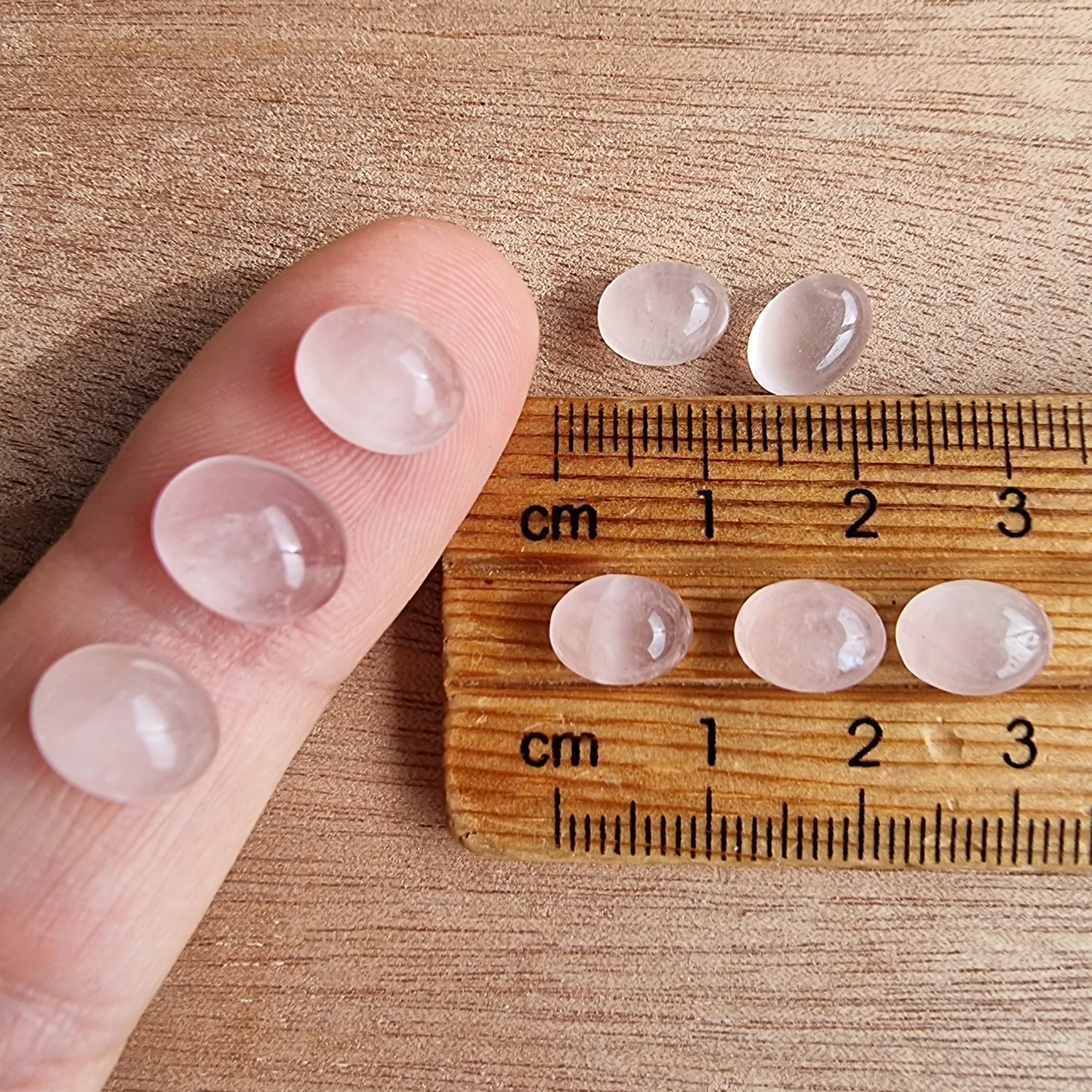 8 x Oval Rose Quartz Mini Flat Back Cabochon Lot / Pendant Lot 4.7gr