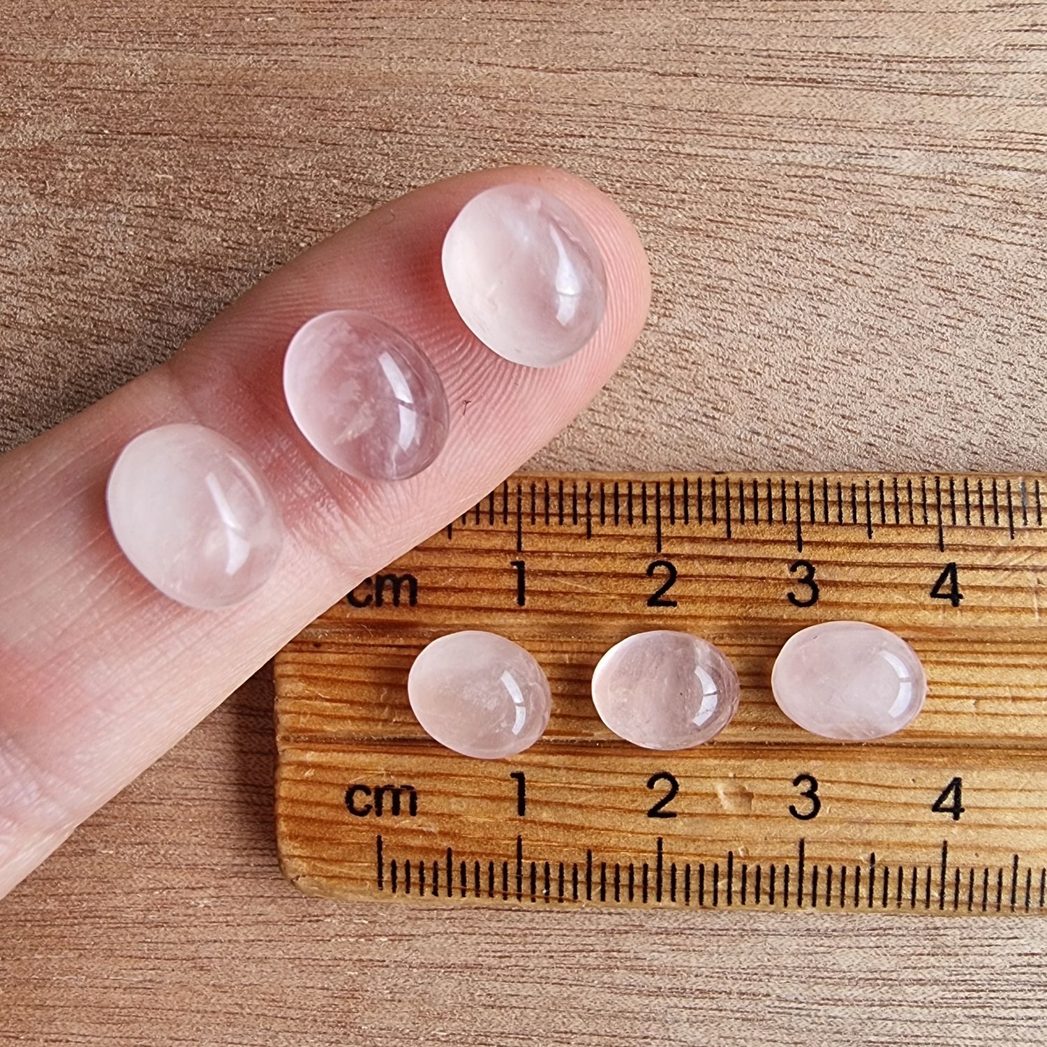 6 x Oval Rose Quartz Mini Flat Back Cabochon Lot / Pendant Lot 4.2gr