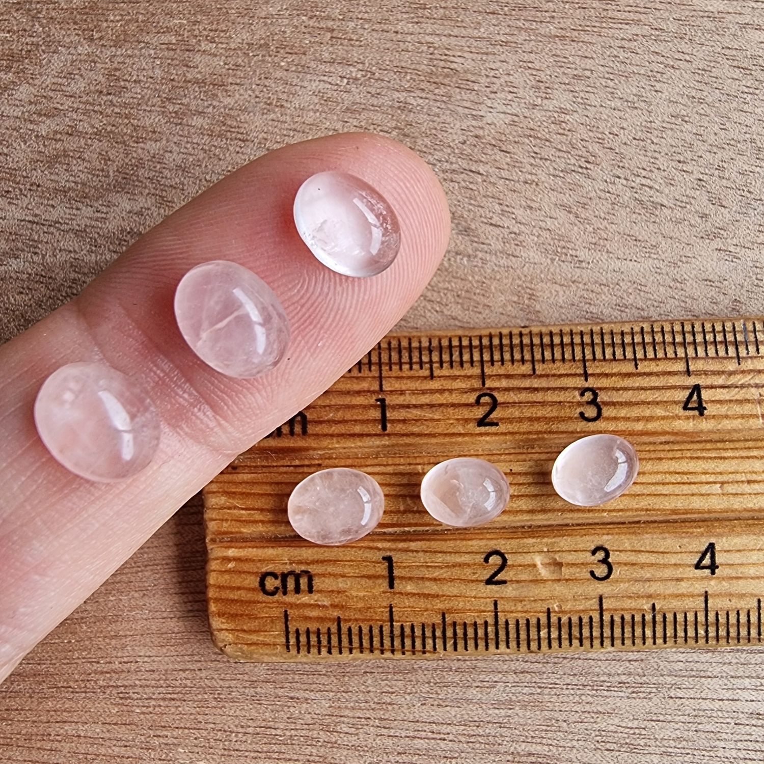 6 x Oval Rose Quartz Mini Flat Back Cabochon Lot / Pendant Lot 2.4gr