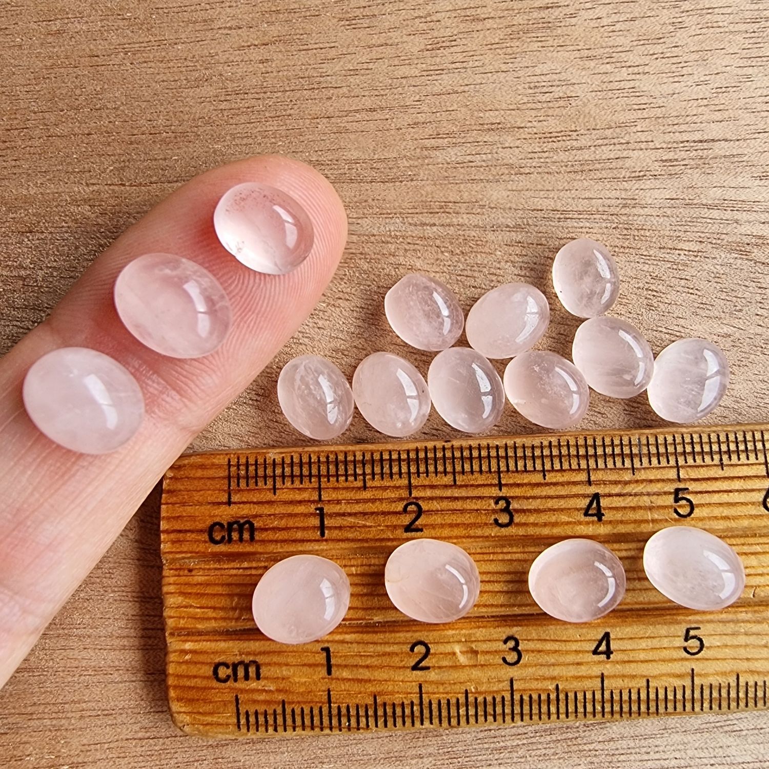 16 x Oval Rose Quartz Mini Flat Back Cabochon Lot / Pendant Lot 12.1gr