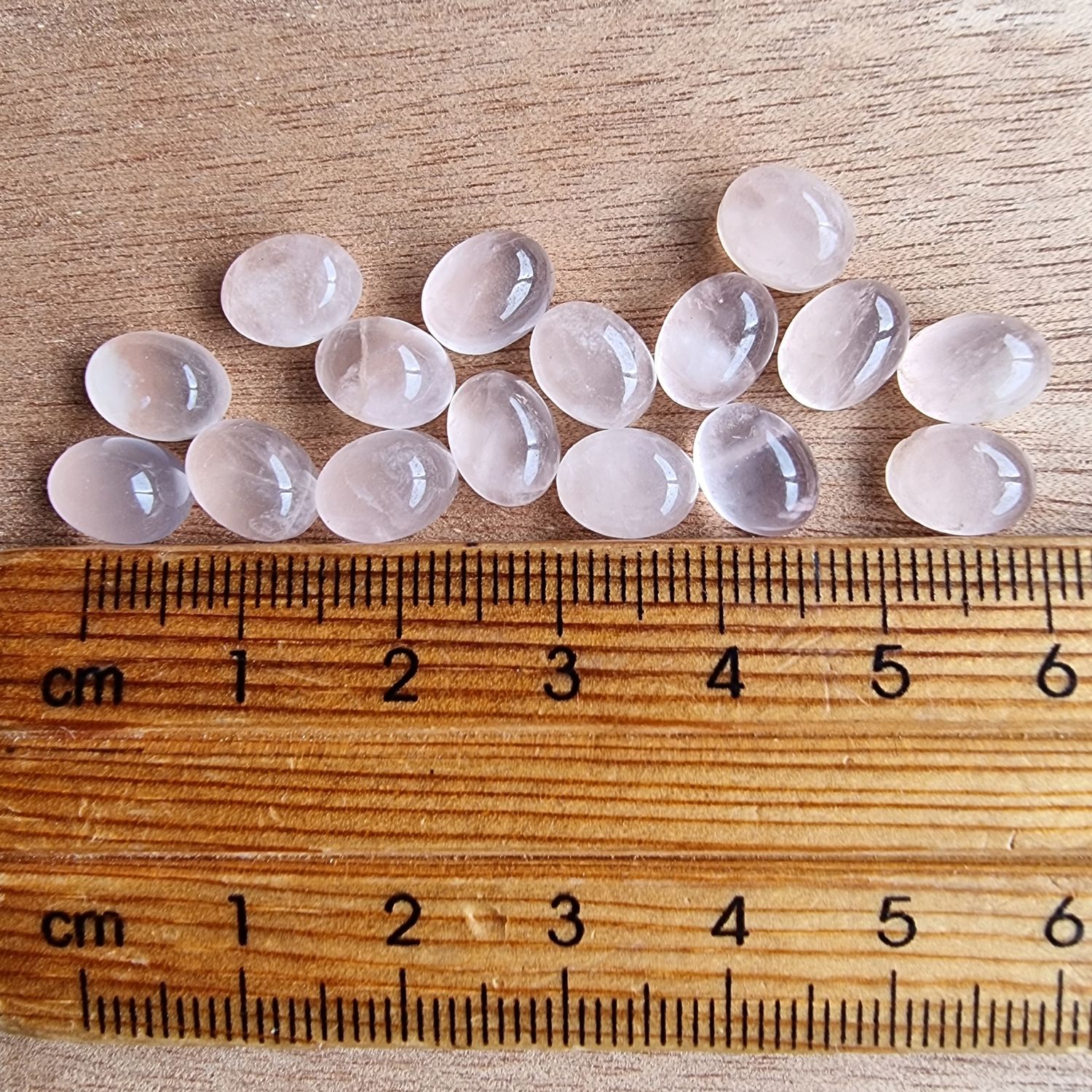 16 x Oval Rose Quartz Mini Flat Back Cabochon Lot / Pendant Lot 8.3gr