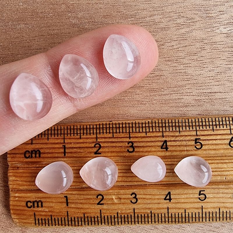 7 x Teardrop Rose Quartz Mini Flat Back Cabochon Lot / Pendant Lot 5.3gr
