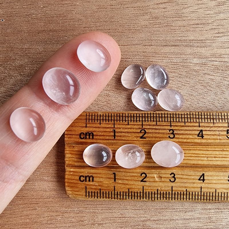 10 x Oval Rose Quartz Mini Flat Back Cabochon Lot / Pendant Lot 5.9gr