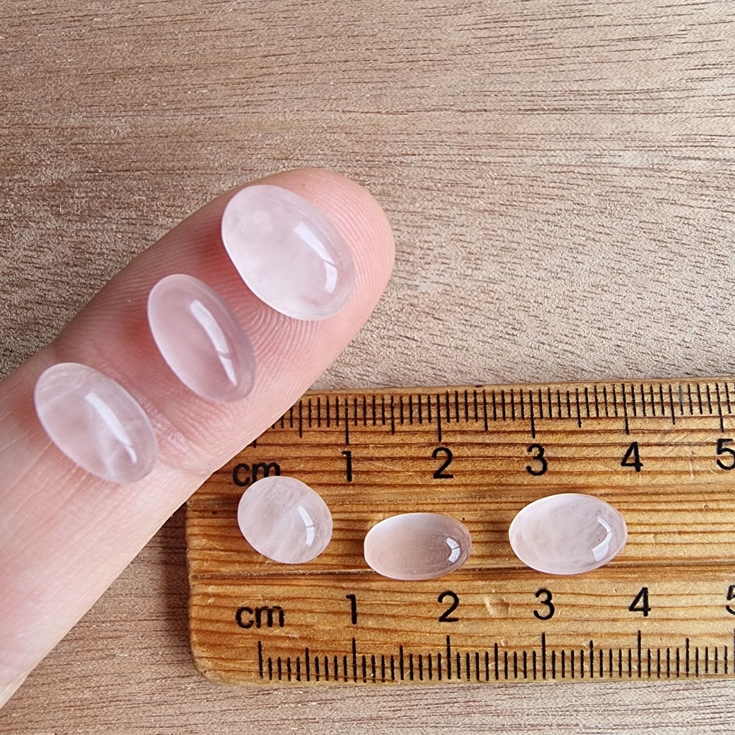 6 x Oval Rose Quartz Mini Flat Back Cabochon Lot / Pendant Lot 4.2gr