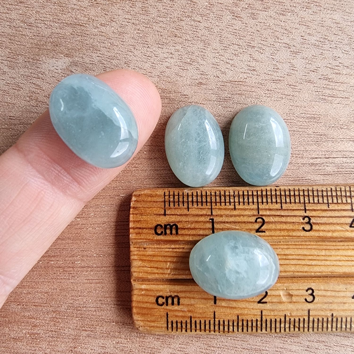 4 x Aquamarine Mini Flat Back Cabochon Lot / Pendant Lot 11.3gr