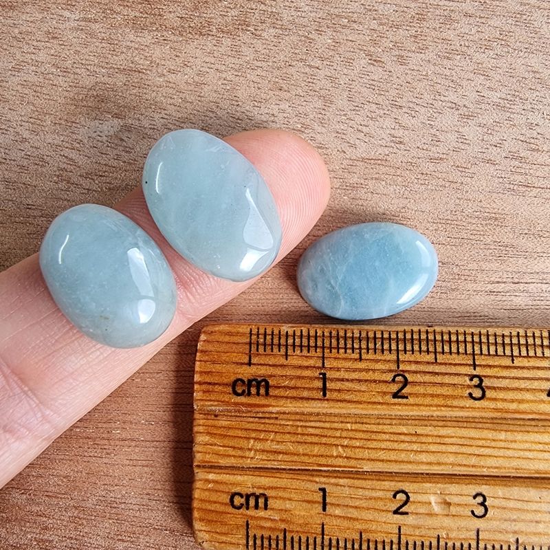 3 x Aquamarine Oval Mini Flat Back Cabochon Lot / Pendant Lot 8.1gr