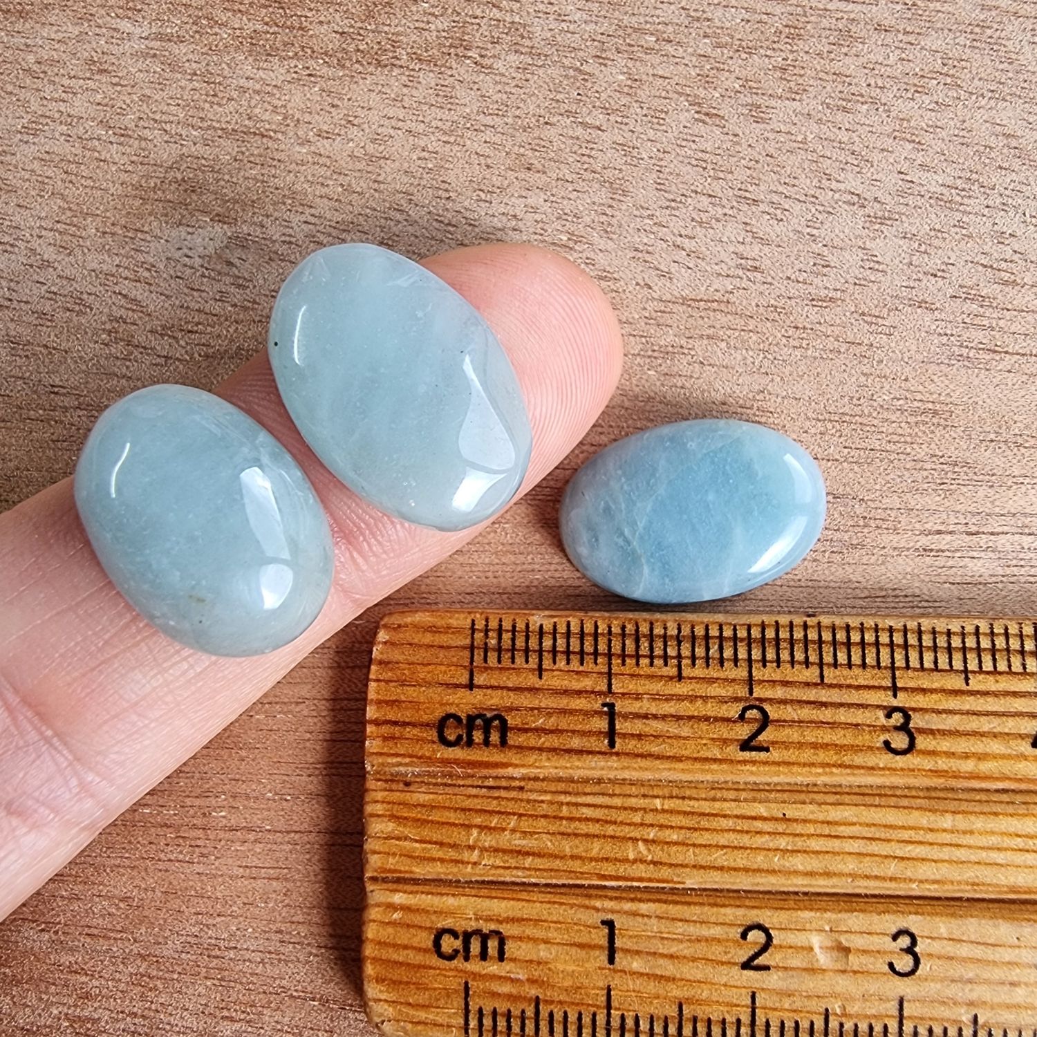 3 x Aquamarine Oval Mini Flat Back Cabochon Lot / Pendant Lot 8.1gr