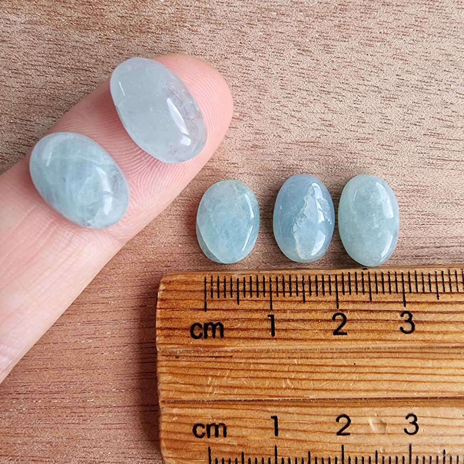 5 x Aquamarine Oval Mini Flat Back Cabochon Lot / Pendant Lot 5.3gr