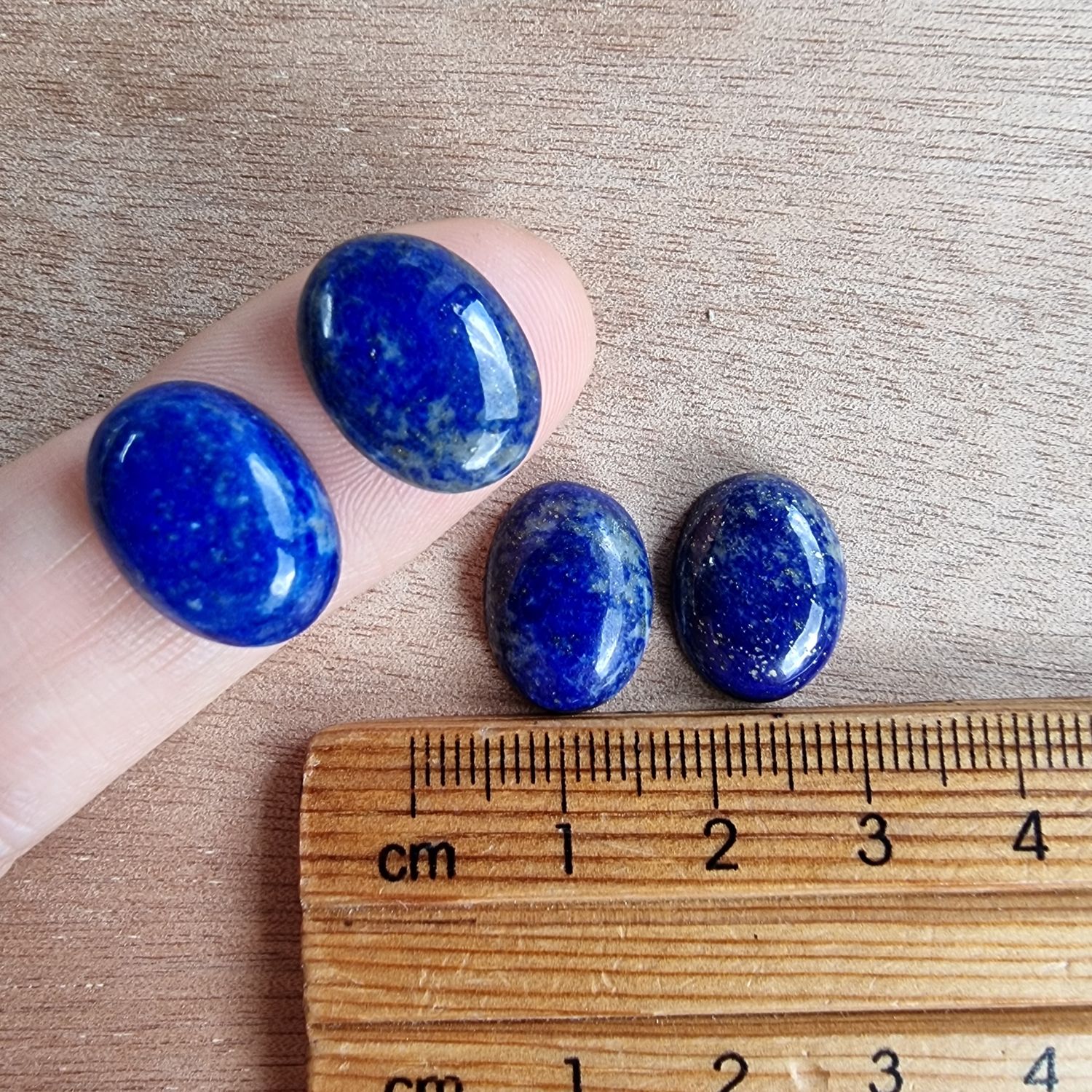 4 x Lapis Lazuli Oval Mini Flat Back Cabochon Lot / Pendant Lot 5.9gr