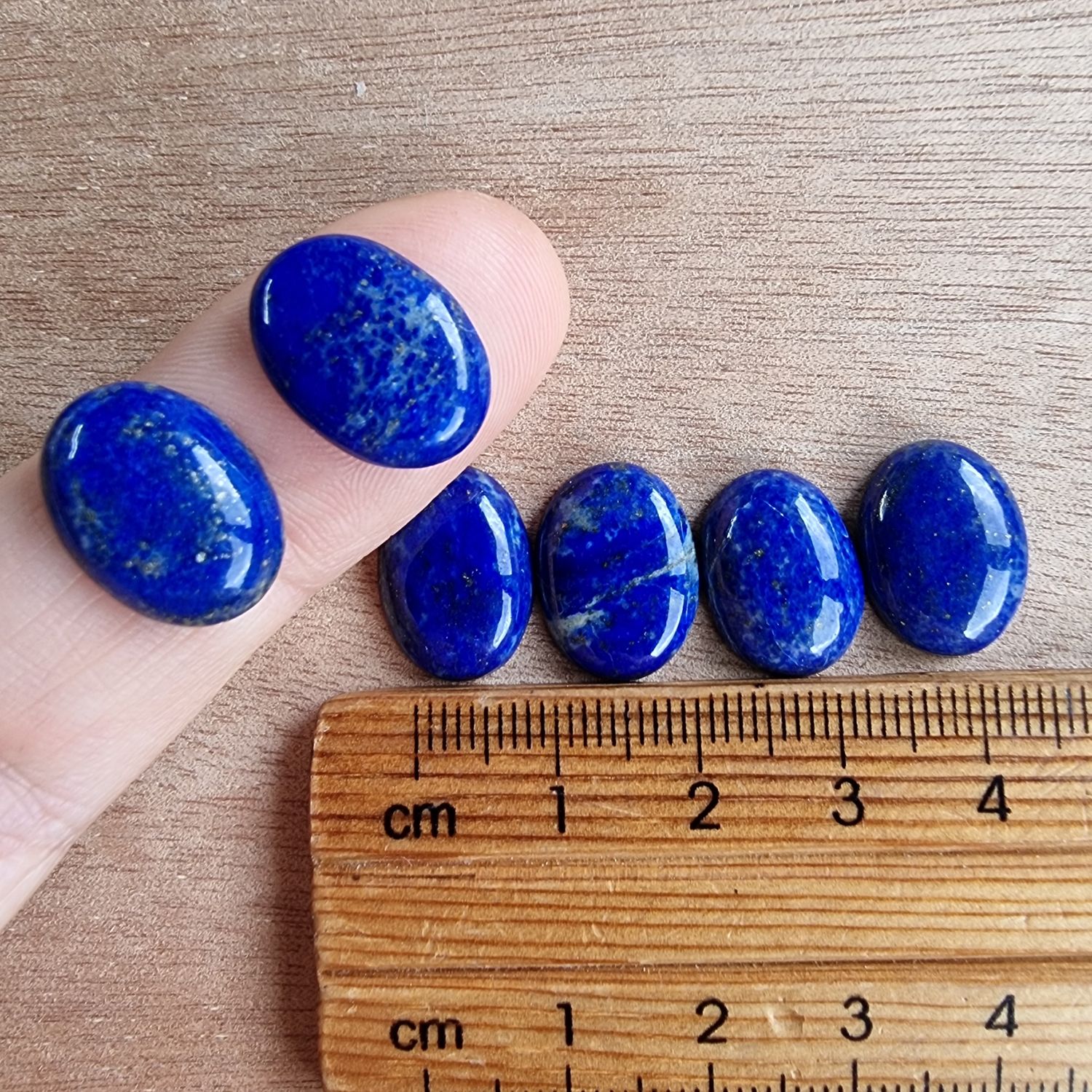 6 x Lapis Lazuli Oval Mini Flat Back Cabochon Lot / Pendant Lot 6.9gr