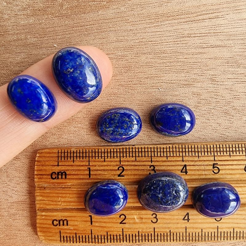7 x Lapis Lazuli Oval Mini Flat Back Cabochon Lot / Pendant Lot 13.1gr