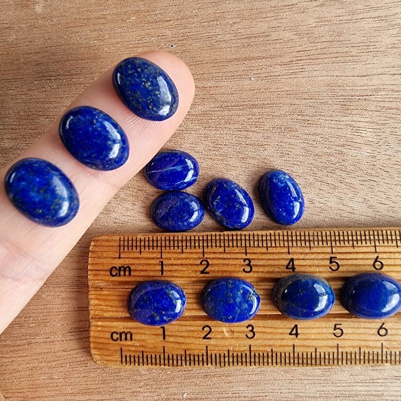11 x Lapis Lazuli Oval Mini Flat Back Cabochon Lot / Pendant Lot 11gr