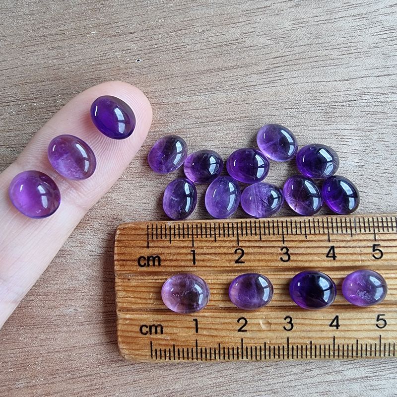 17 x Amethyst Oval Mini Flat Back Cabochon Lot / Pendant Lot 8.2gr