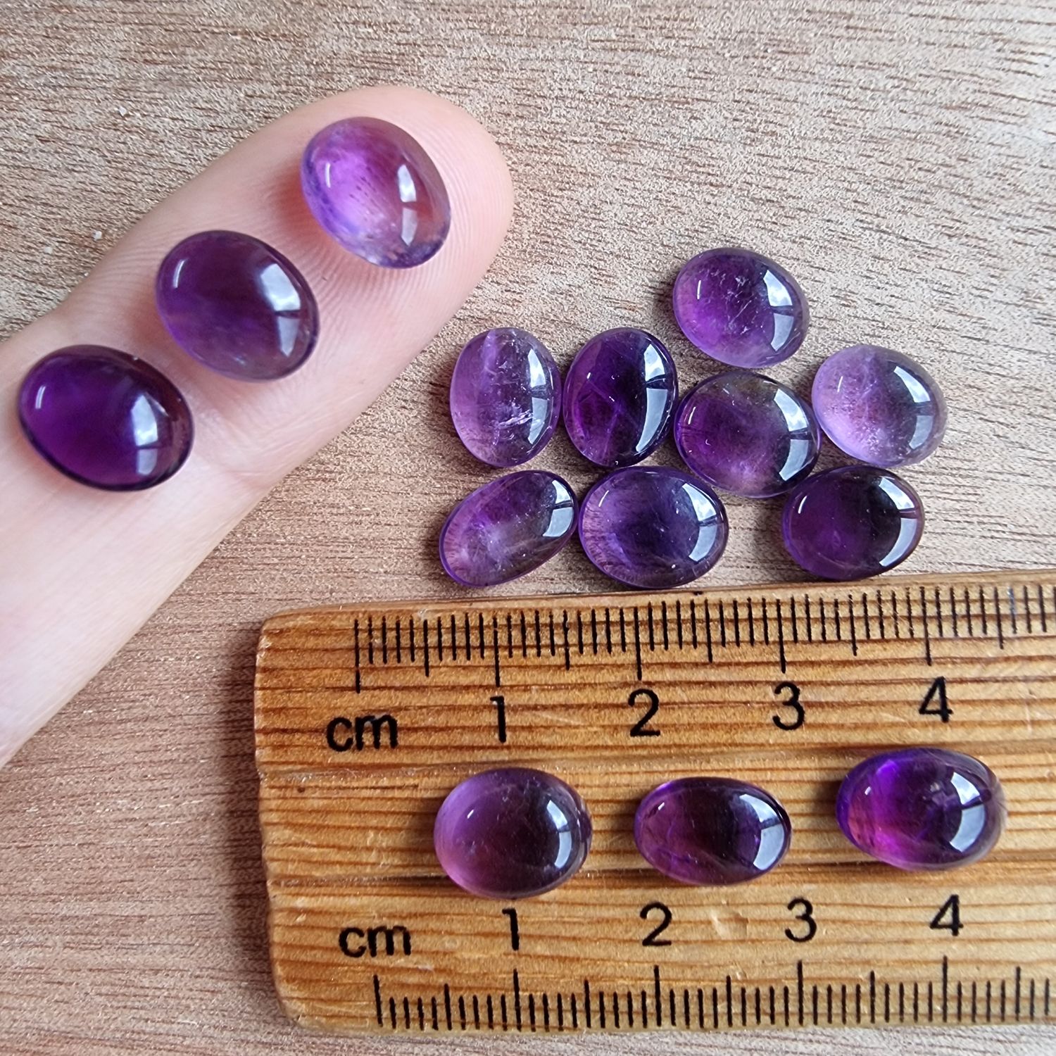 14 x Amethyst Mini Flat Back Cabochon Lot / Pendant Lot 6.6gr
