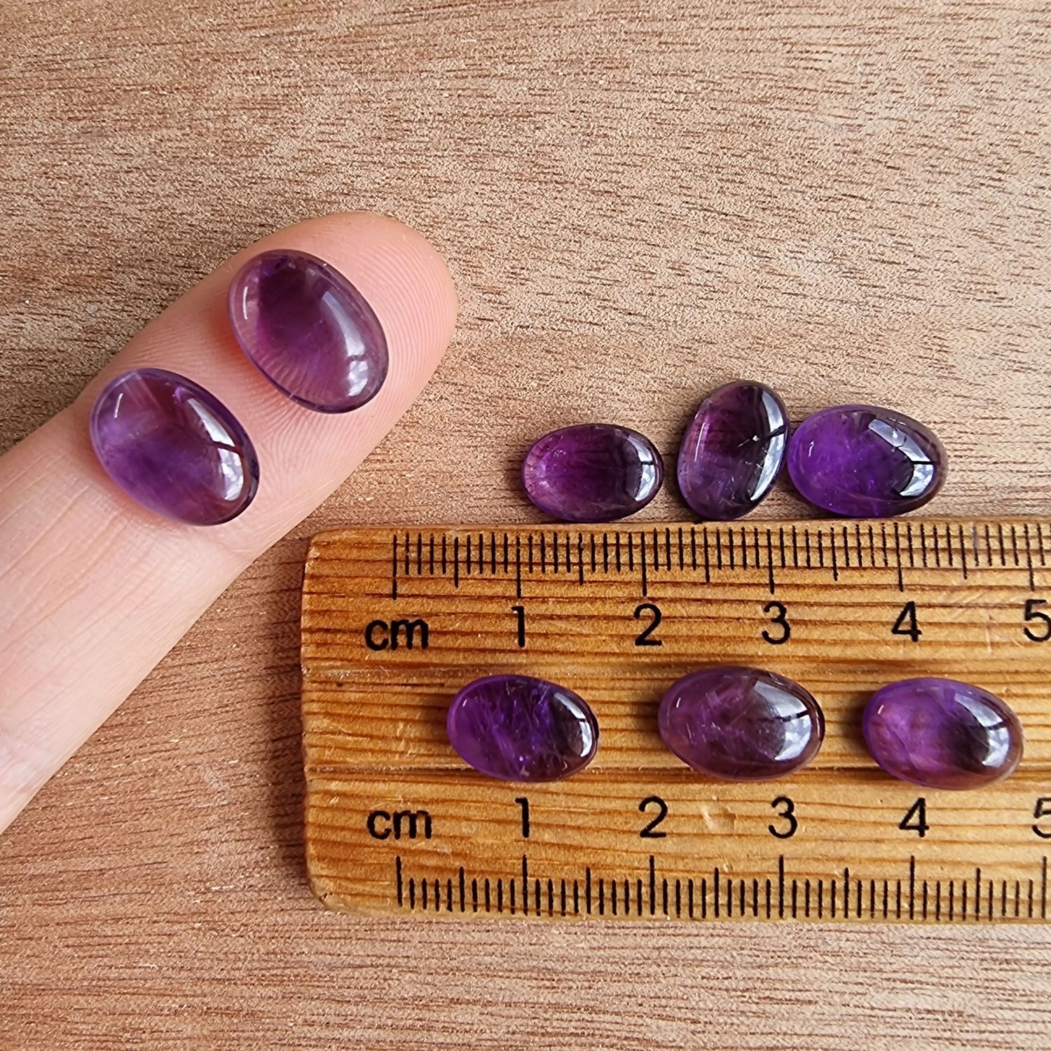 8 x Amethyst Oval Mini Flat Back Cabochon Lot / Pendant Lot 4.9gr