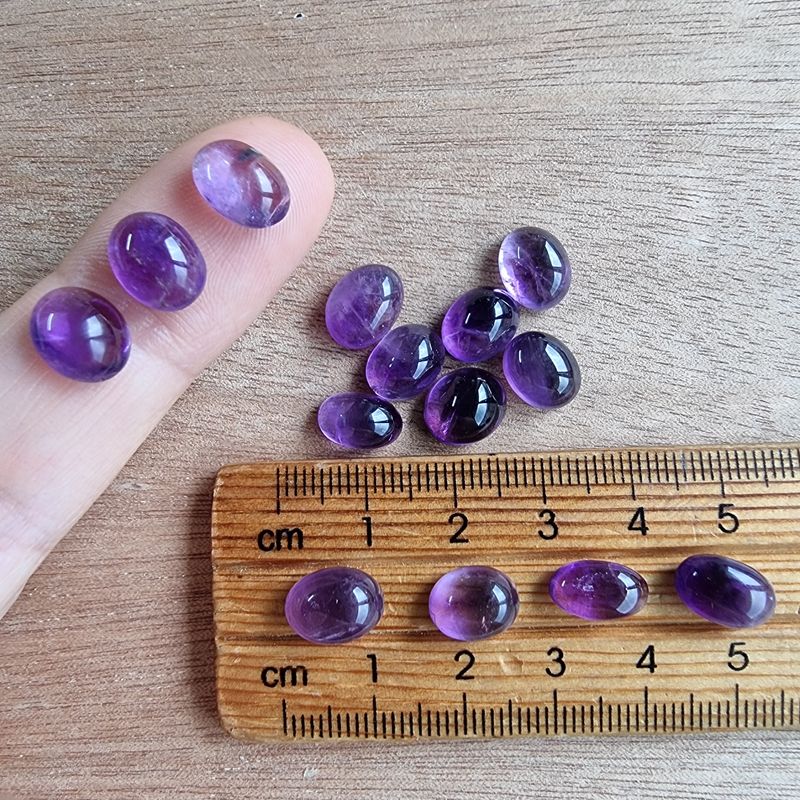 14 x Amethyst Mini Flat Back Cabochon Lot / Pendant Lot 7.8gr