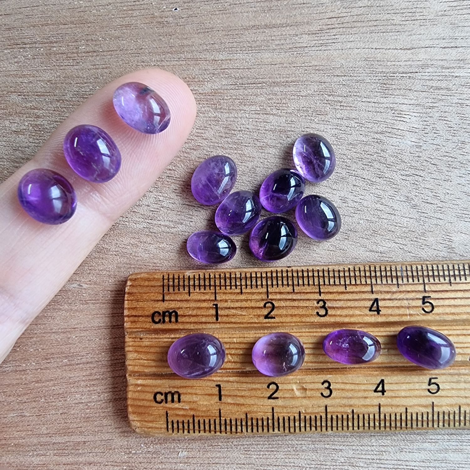 14 x Amethyst Mini Flat Back Cabochon Lot / Pendant Lot 7.8gr