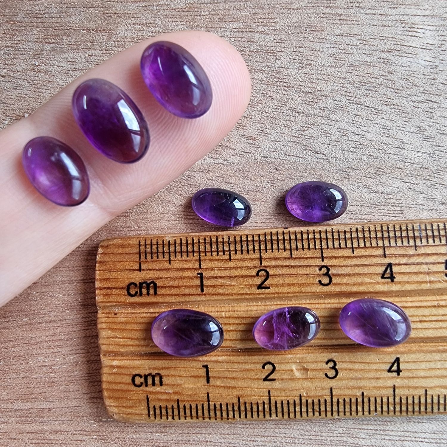 8 x Amethyst Mini Flat Back Cabochon Lot / Pendant Lot 3.5gr