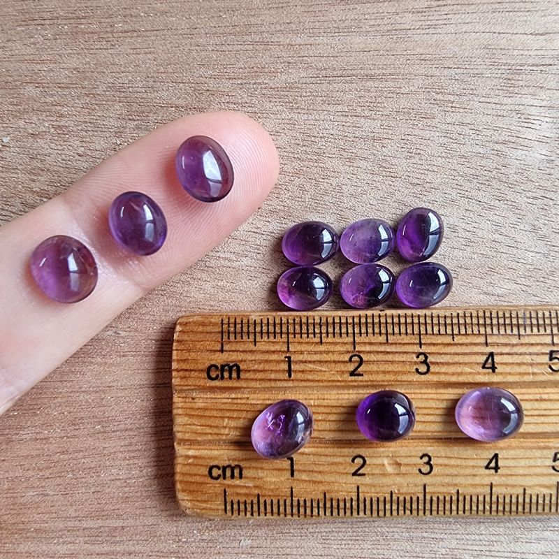 12 x Amethyst Mini Flat Back Cabochon Lot / Pendant Lot 4.6gr