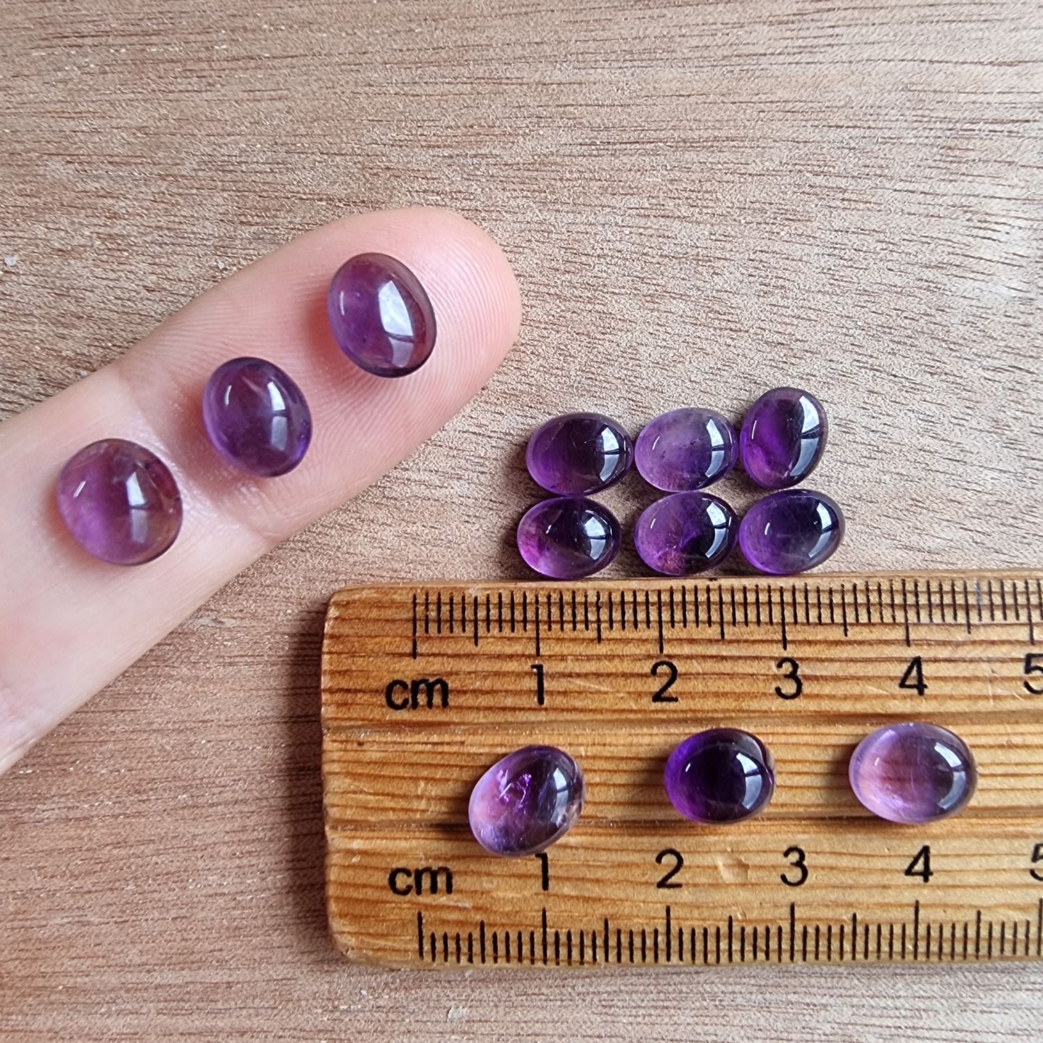 12 x Amethyst Mini Flat Back Cabochon Lot / Pendant Lot 4.6gr