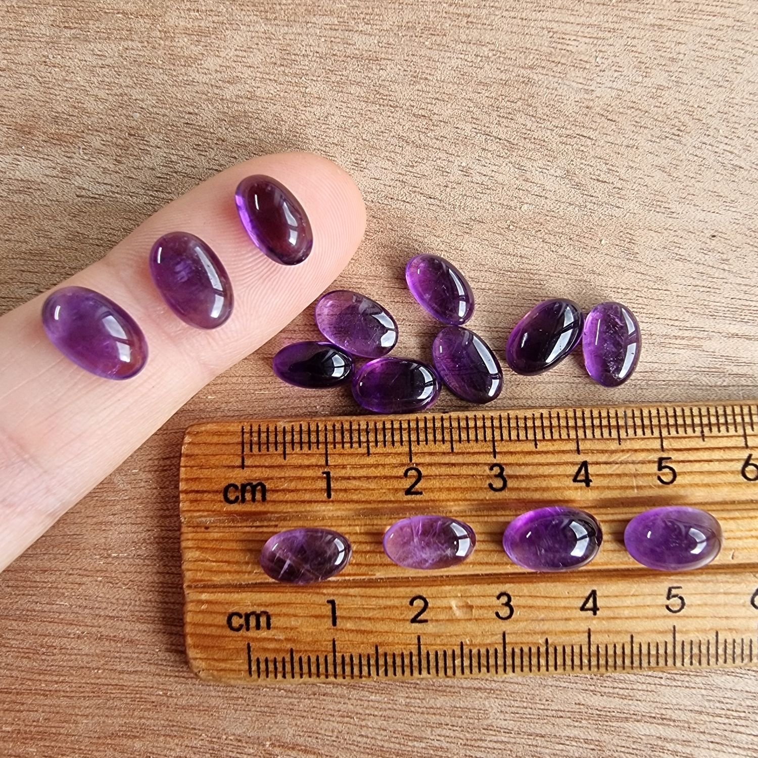 14 x Amethyst Mini Flat Back Cabochon Lot / Pendant Lot 6.8gr
