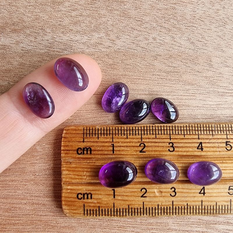 8 x Amethyst Mini Flat Back Cabochon Lot / Pendant Lot 5.1gr