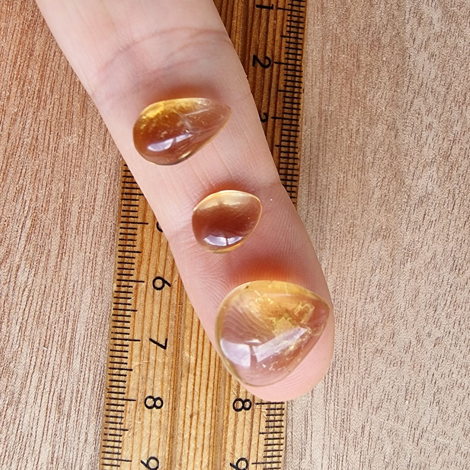 3 x Citrine Mini Flat Back Cabochon Lot / Pendant Lot 2.2gr