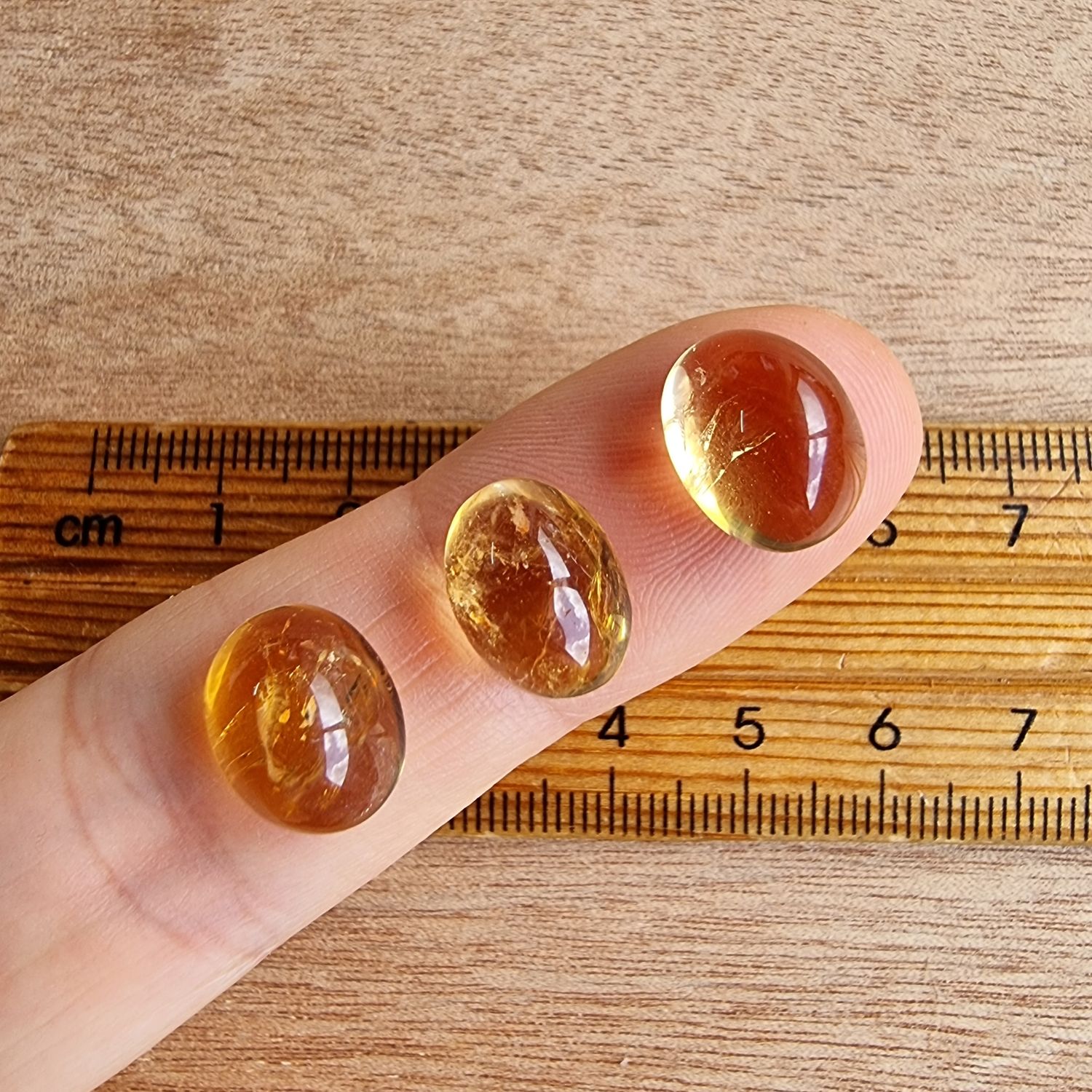 3 x Citrine Mini Flat Back Cabochon Lot / Pendant Lot 3.6gr