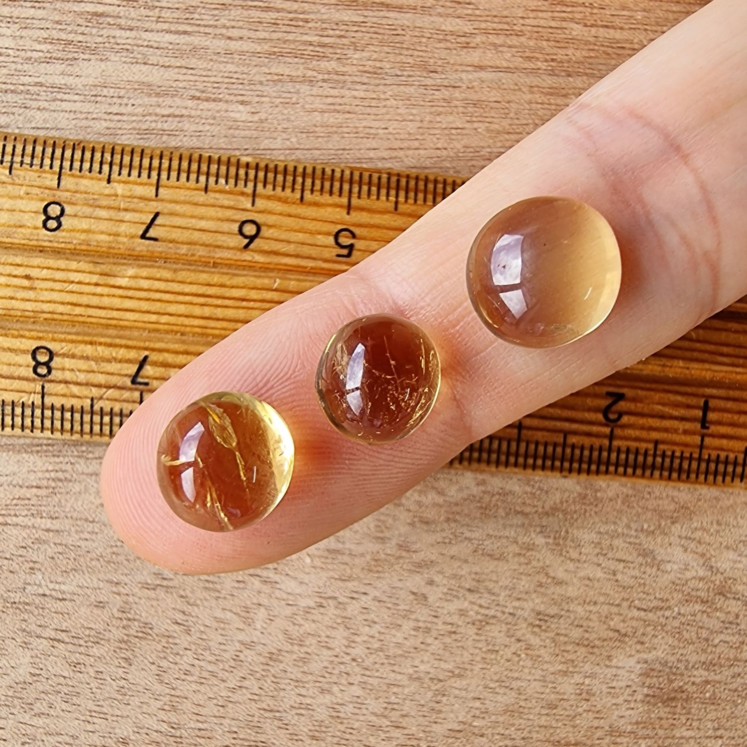 3 x Citrine Round Circle Mini Flat Back Cabochon Lot / Pendant Lot 2.7gr