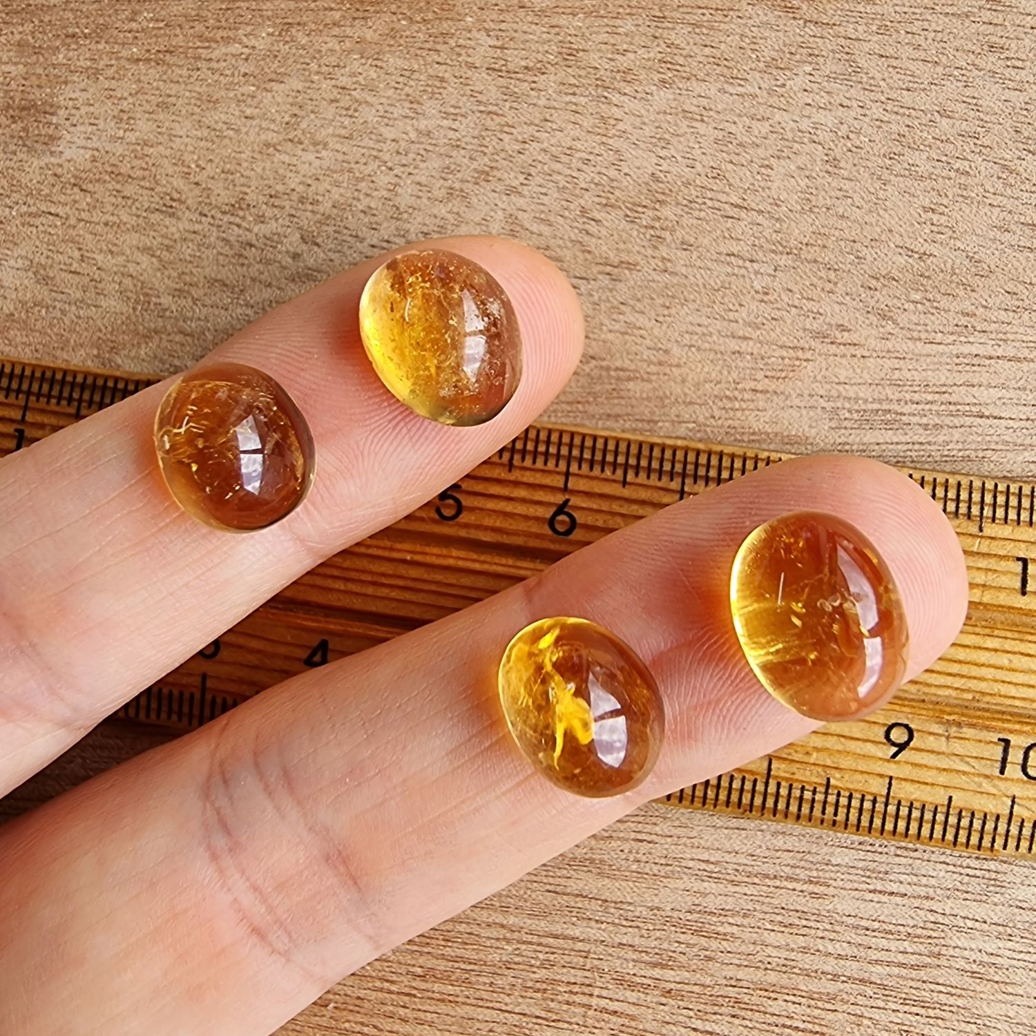 4 x Citrine Mini Flat Back Cabochon Lot / Pendant Lot 5.8gr