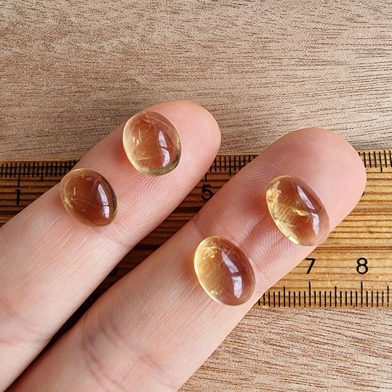 4 x Citrine Mini Flat Back Cabochon Lot / Pendant Lot 2.9gr