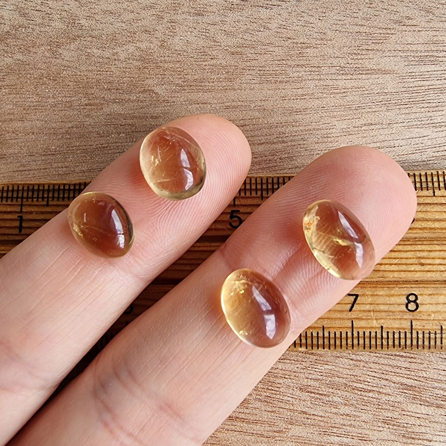 4 x Citrine Mini Flat Back Cabochon Lot / Pendant Lot 2.9gr