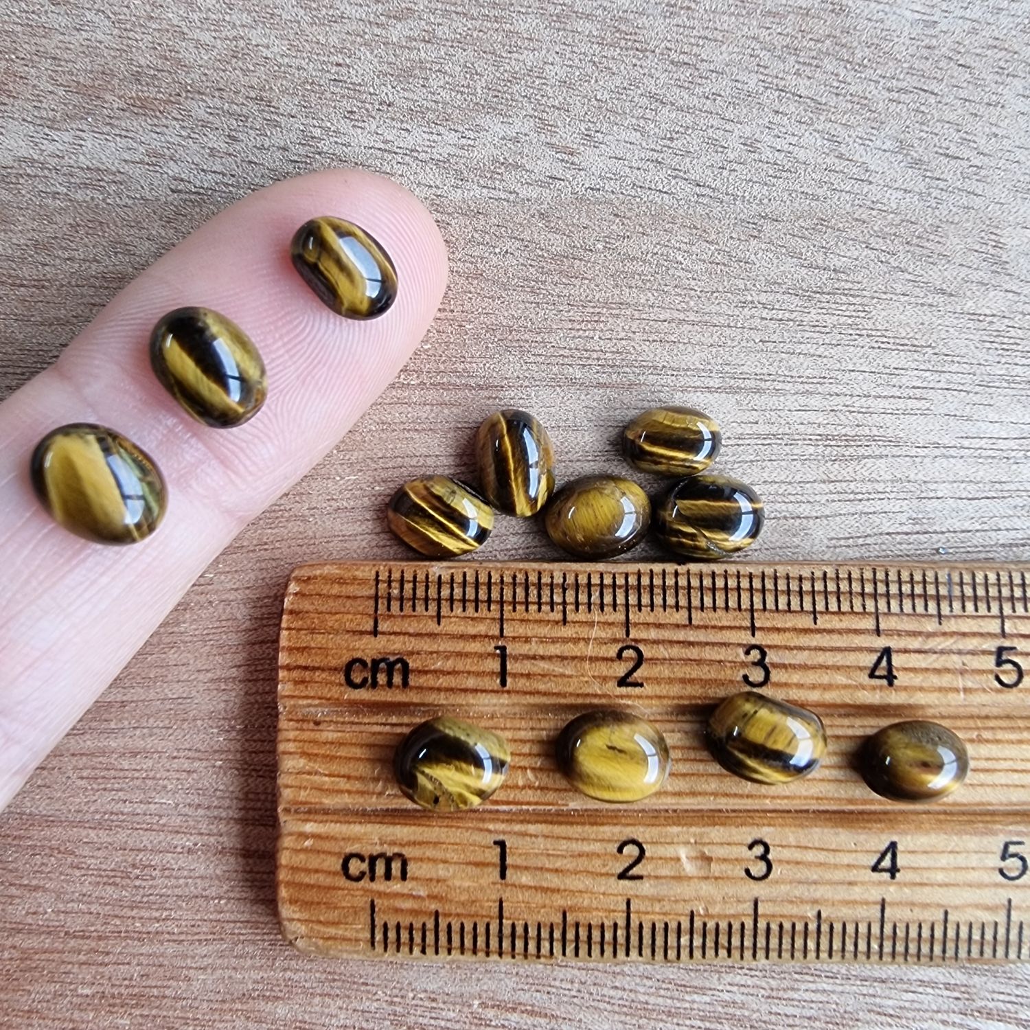 12 x Tiger Eye Oval Mini Flat Back Cabochon Lot / Pendant Lot 4.4gr