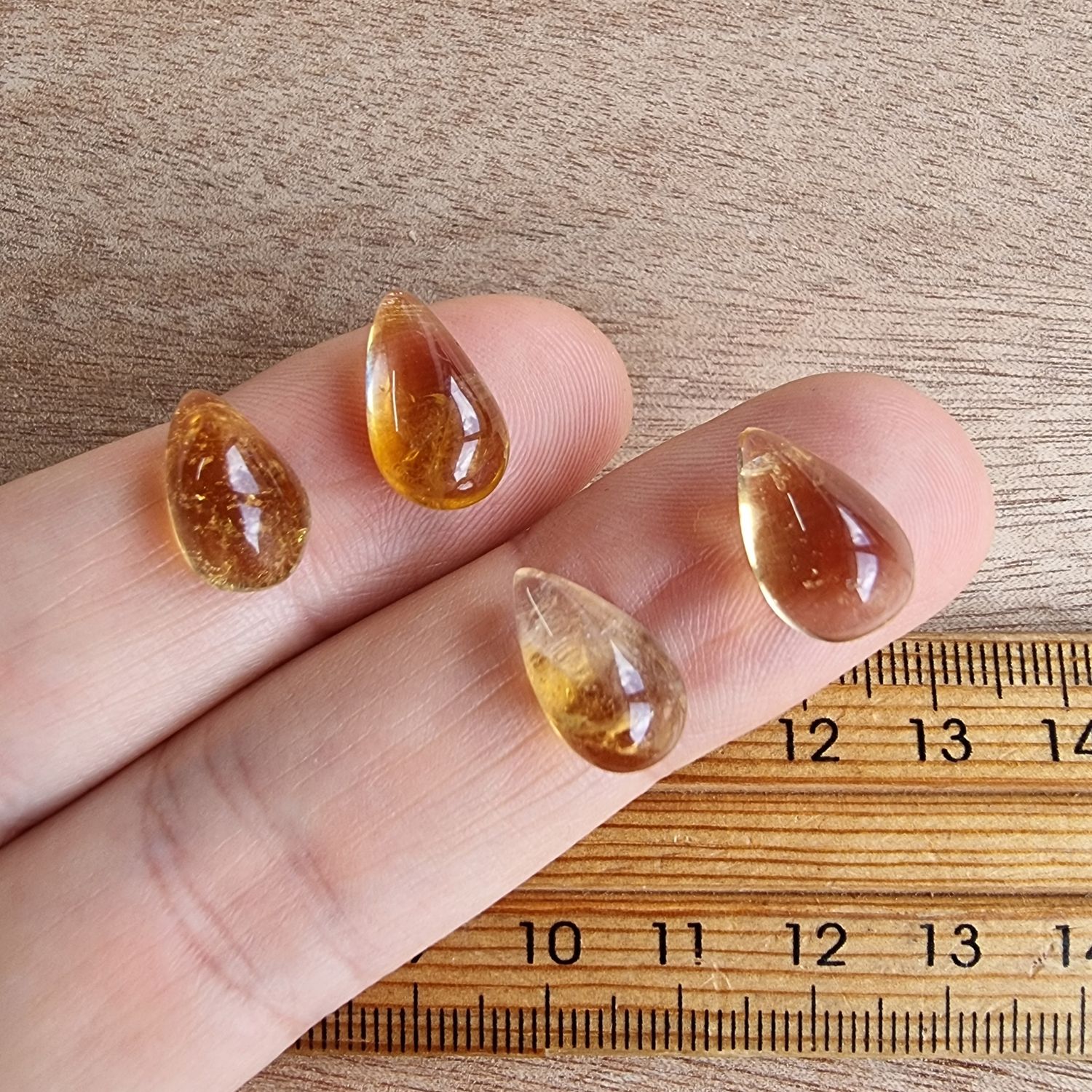 4 x Citrine Mini Flat Back Cabochon Lot / Pendant Lot 3.7gr
