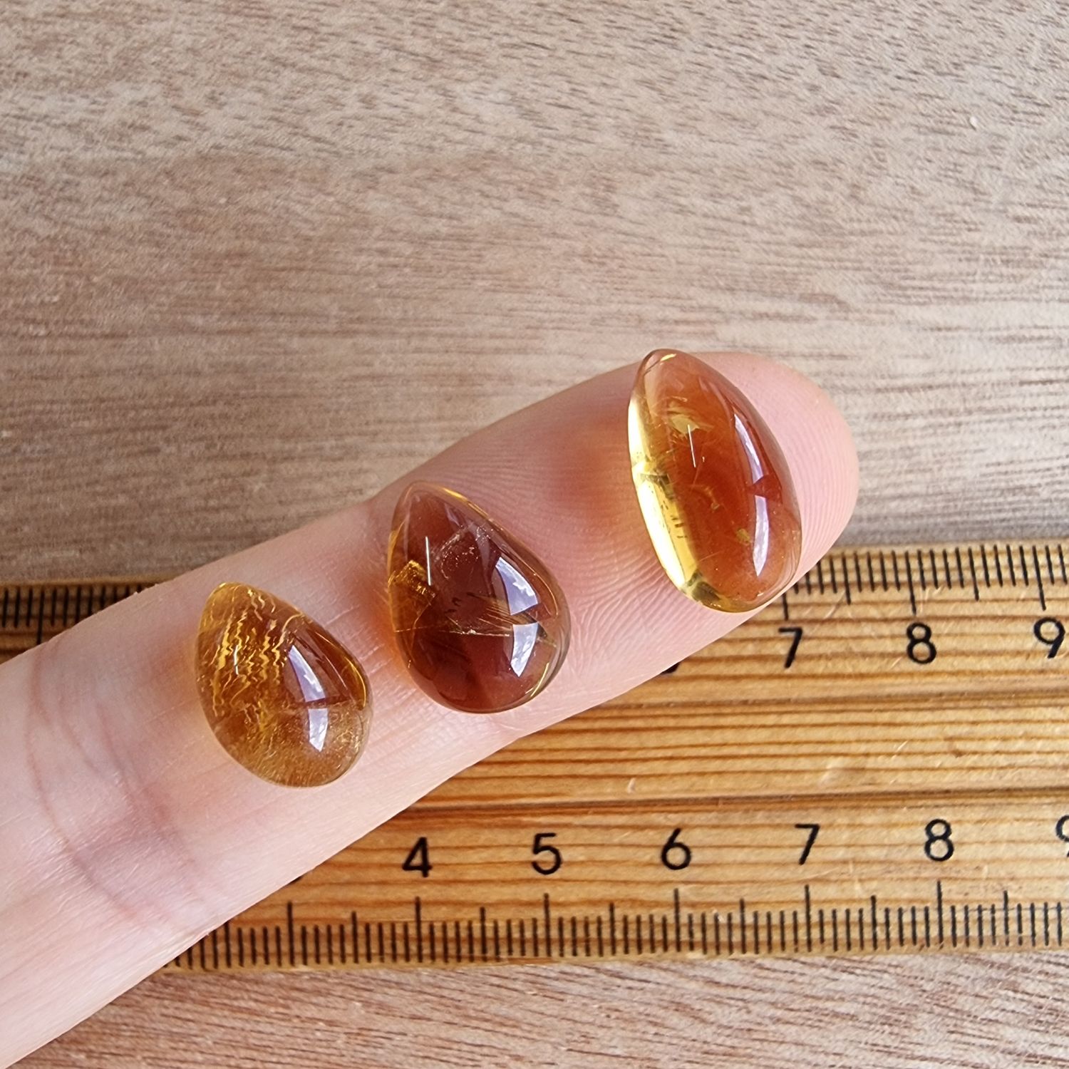 3 x Citrine Mini Flat Back Cabochon Lot / Pendant Lot 3.3gr
