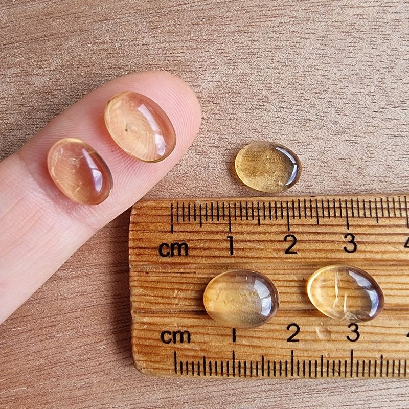 5 x Citrine Mini Flat Back Cabochon Lot / Pendant Lot 2.9gr