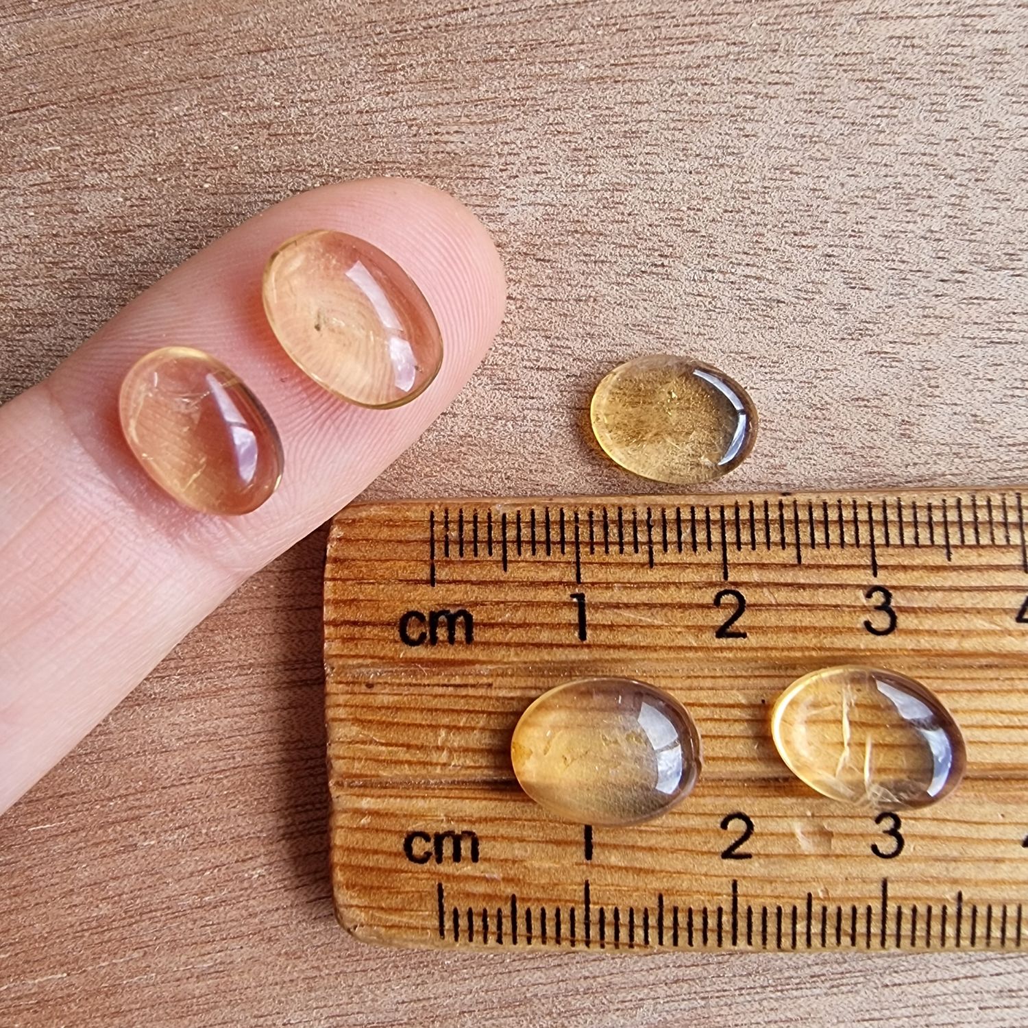 5 x Citrine Mini Flat Back Cabochon Lot / Pendant Lot 2.9gr
