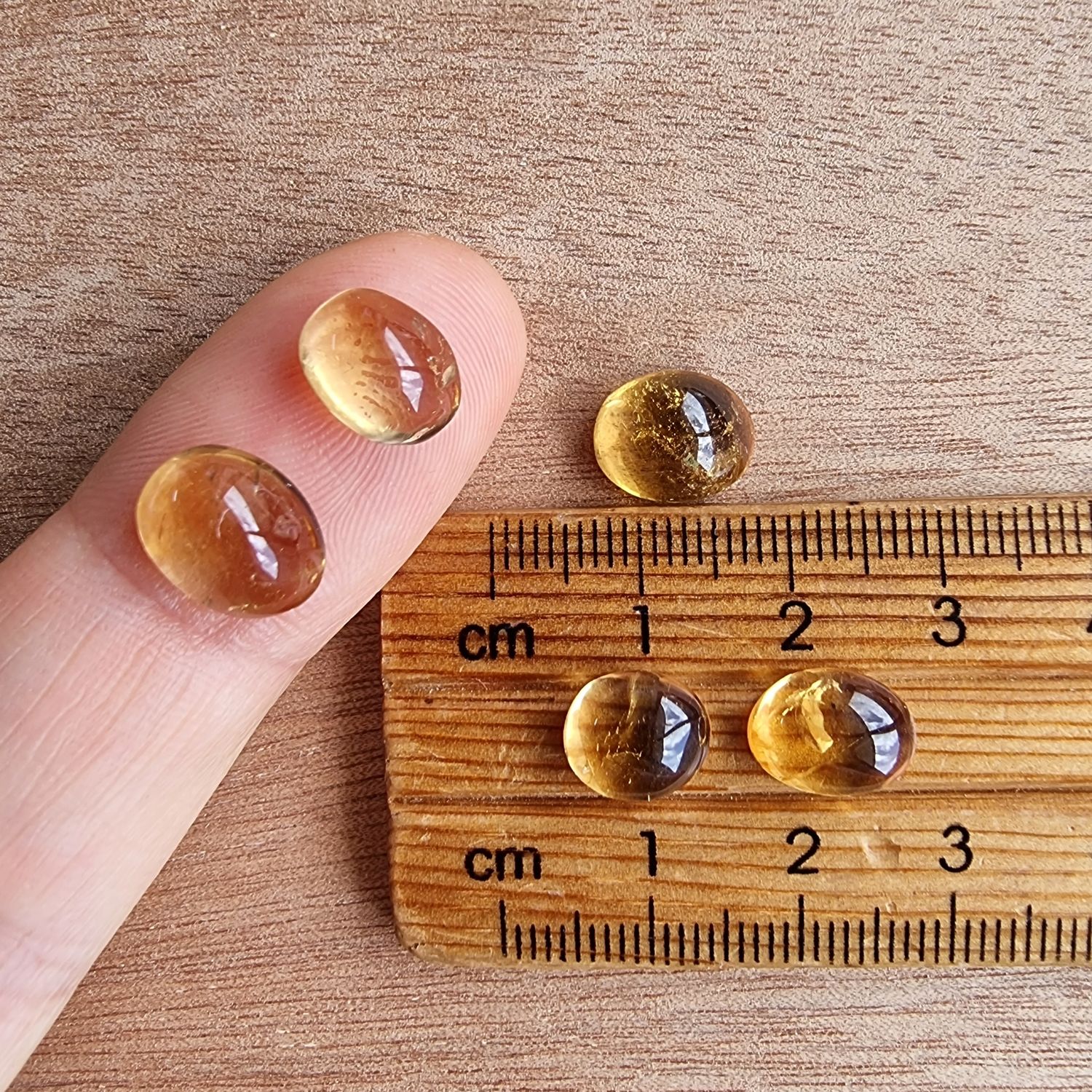 5 x Citrine Mini Flat Back Cabochon Lot / Pendant Lot 3.3gr