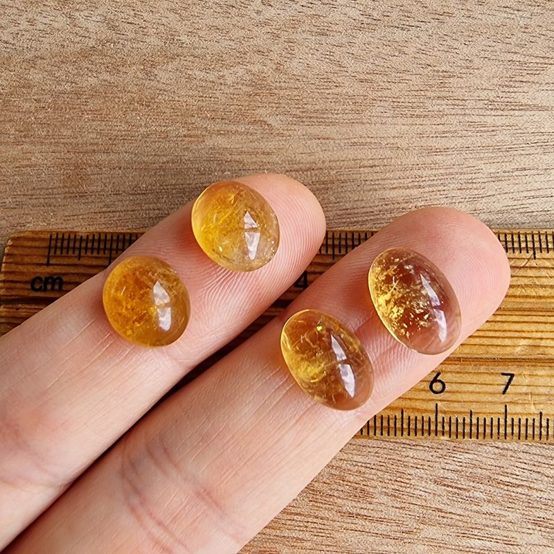 4 x Citrine Mini Flat Back Cabochon Lot / Pendant Lot 3.9gr