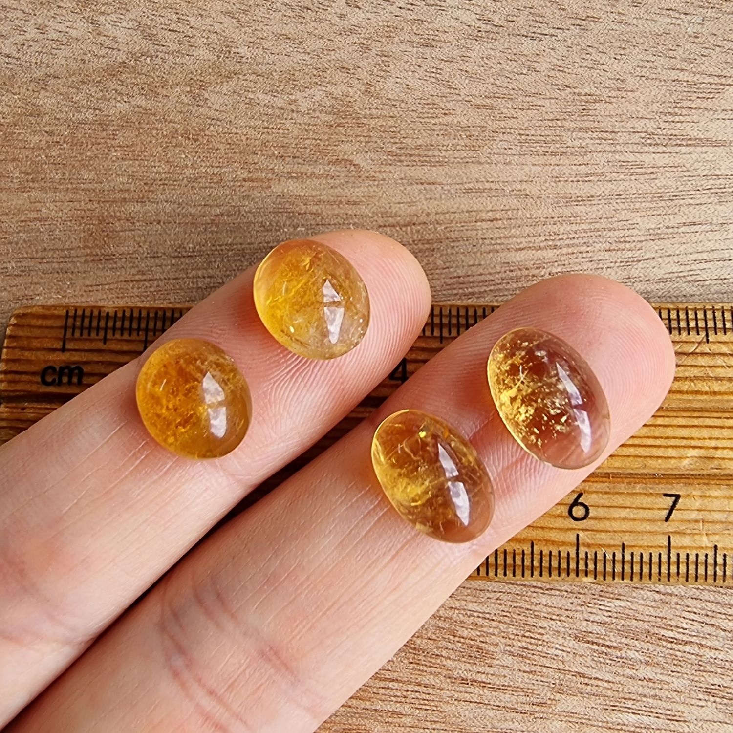 4 x Citrine Mini Flat Back Cabochon Lot / Pendant Lot 3.9gr