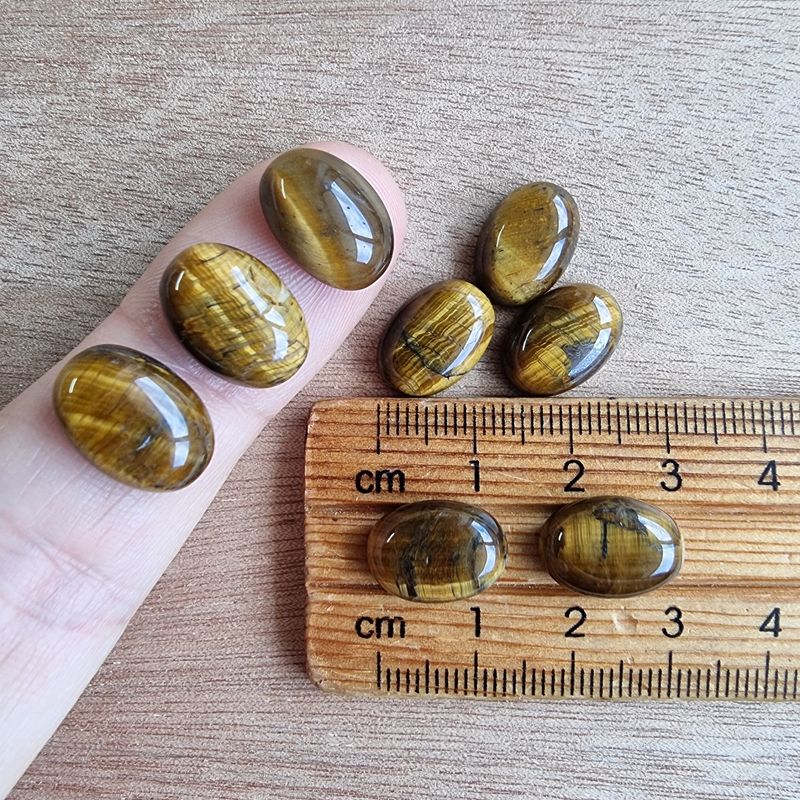 8 x Tiger Eye Oval Mini Flat Back Cabochon Lot / Pendant Lot 10.3gr