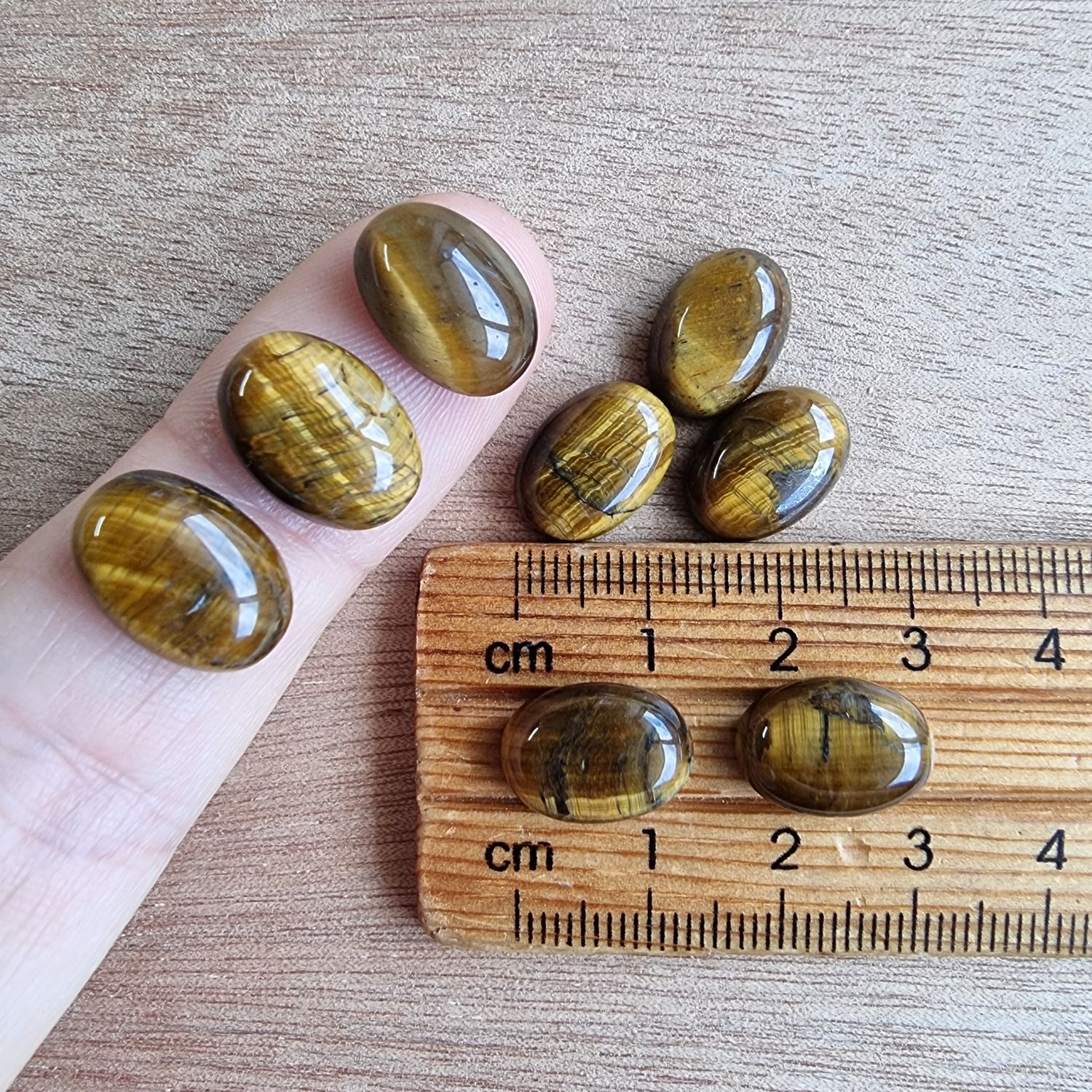 8 x Tiger Eye Oval Mini Flat Back Cabochon Lot / Pendant Lot 10.3gr